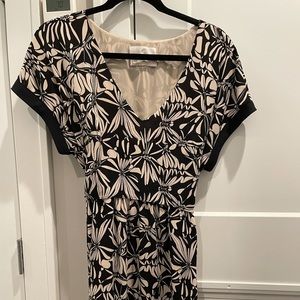 Anthropologie Cream and Black Printed dress